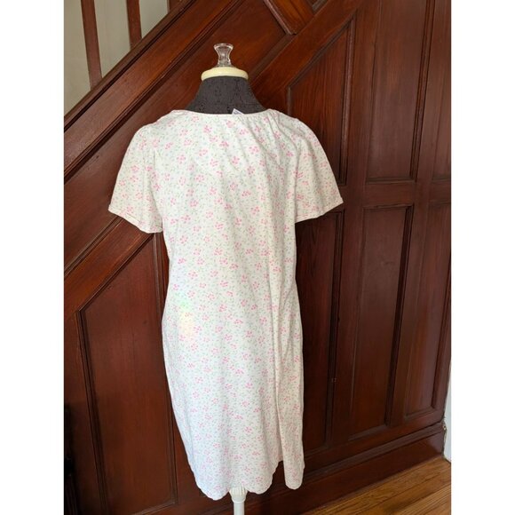 Vintage Floral Short Sleeve Nightgown Fundamentals Size M Pink & Blue Flowers - Picture 4 of 8